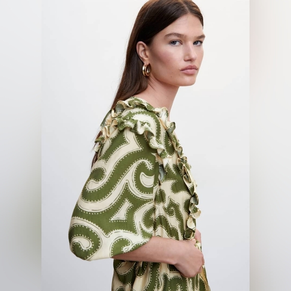 MANGO Ruffled printed dress - Picture 3 of 5